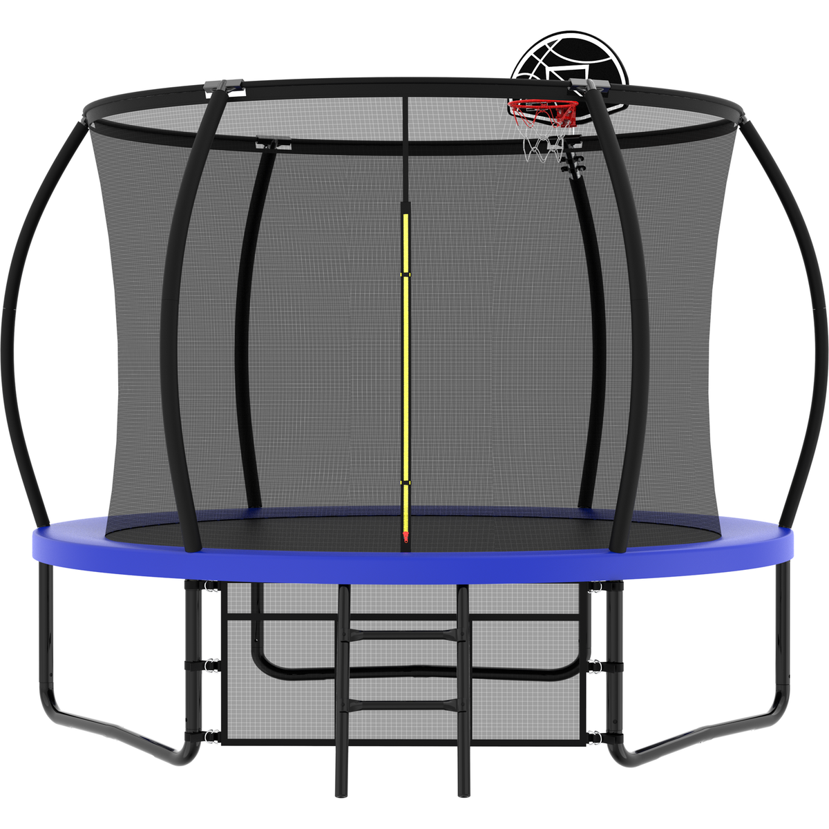 10FT Pumpkin Trampoline, Outdoor Trampoline with Basketball Hoop, Enclosure Net and Ladder