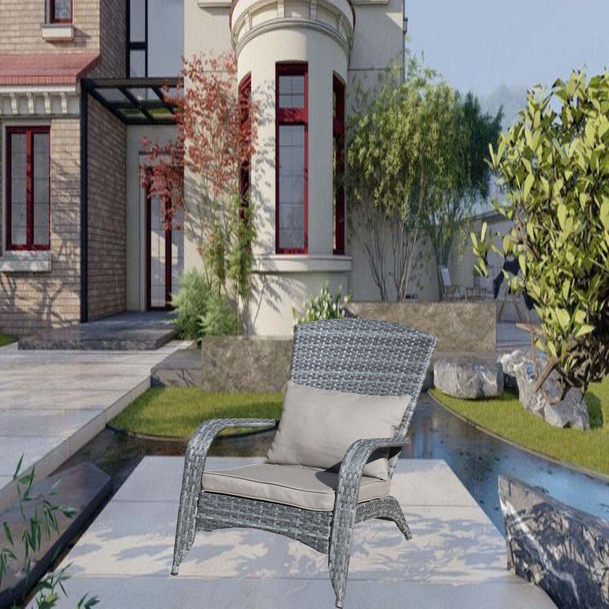 Patio Chair with Cushions(Grey Cushion)