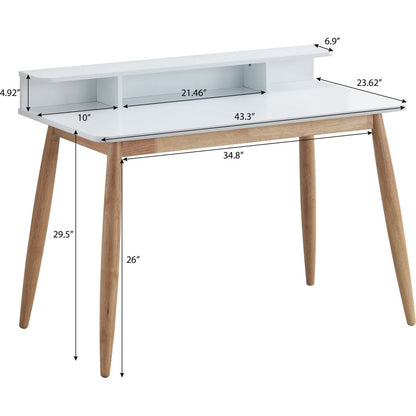 Roskilde Mid-Century Modern Wood Writing Desk with Hutch, Grey