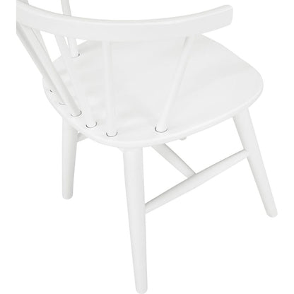 Roundhill Alwynn White and Natural Wood 5-piece Dining Set, Dining Table with 4 Windsor Chairs - Streamdale Furniture