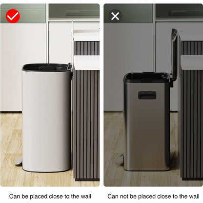 13 Gallon 50L Kitchen Foot Pedal Operated Soft Close Trash Can - Stainless Steel Ellipse Bustbin - White