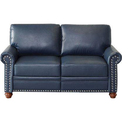 Living Room Sofa Loveseat Chair Navy Blue Faux Leather