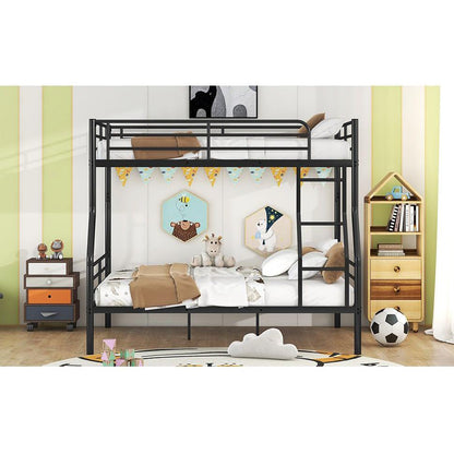 Full XL Over Queen Metal Bunk Bed, Black