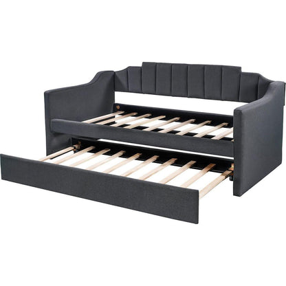 Upholstered Twin Daybed with Trundle,Black