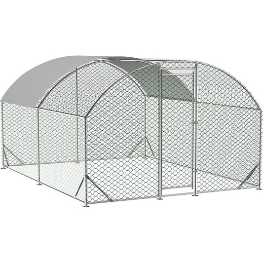 Large Chicken Coop Metal Chicken Run with Waterproof and Anti-UV Cover, Dome Shaped Walk-in Fence Cage Hen House for Outdoor and Yard Farm Use, 1" Tube Diameter, 9.84' x 13.12' x 6.56'