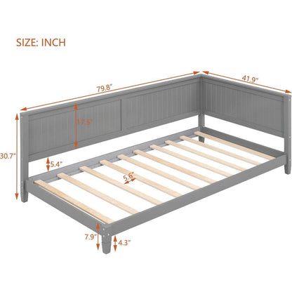 Twin Size Wood Daybed/Sofa Bed, Gray