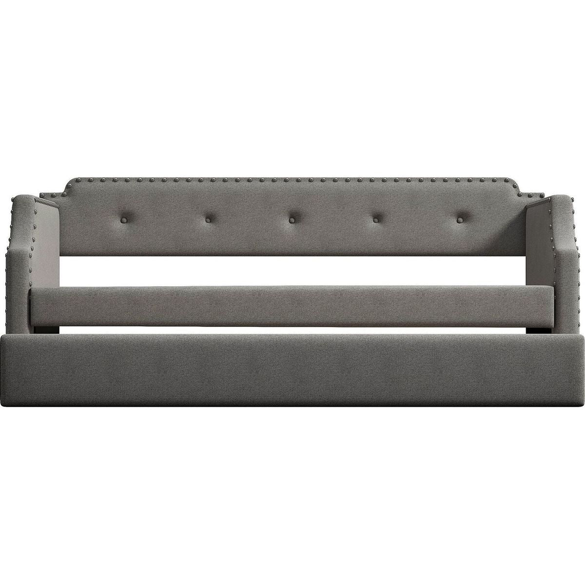 Upholstered Daybed with Trundle, Wood Slat Support,Upholstered Frame Sofa Bed, Twin,Gray
