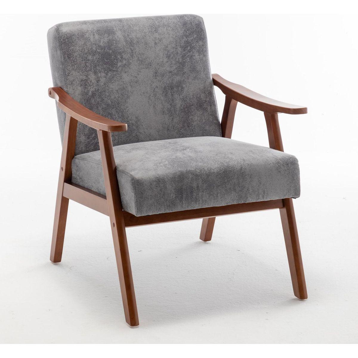 Mid-Century Modern Chair, Living Room Chair with Solid Wood Frame, Accent Chair Extra-Thick Backrest, Wingback Chair for Bedroom, Reading Room, Living Room, Lounge Chair Indoor