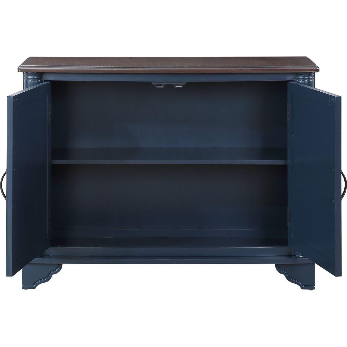 40" Console Table with Storage Shelf, Retro Entryway Table with Adjustable Storage Shelf, Sofa Couch Table for Hallway, Entry Way, Living Room, Foyer, Navy Blue and Brown Top