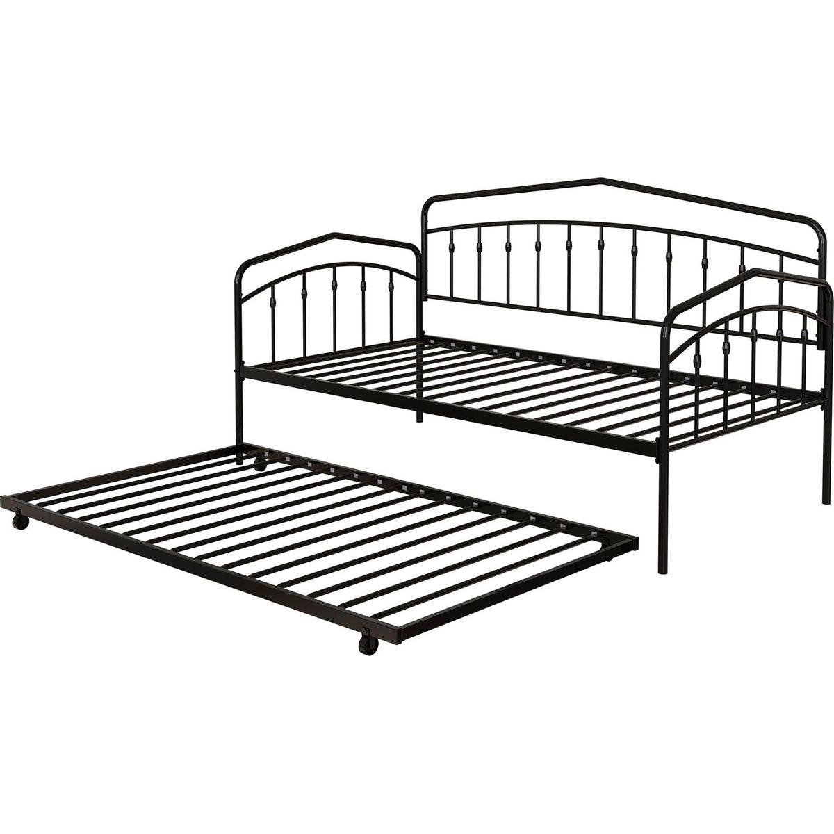 Fox twin daybed with twin trundle, Black