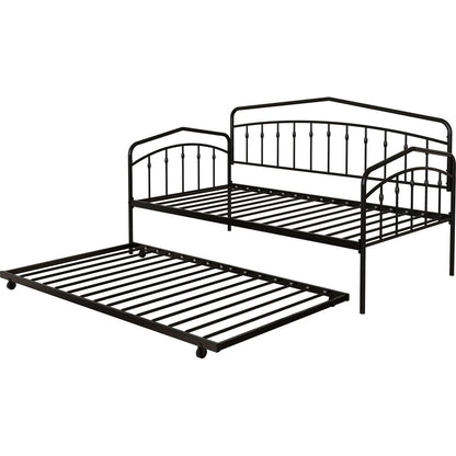 Fox twin daybed with twin trundle, Black
