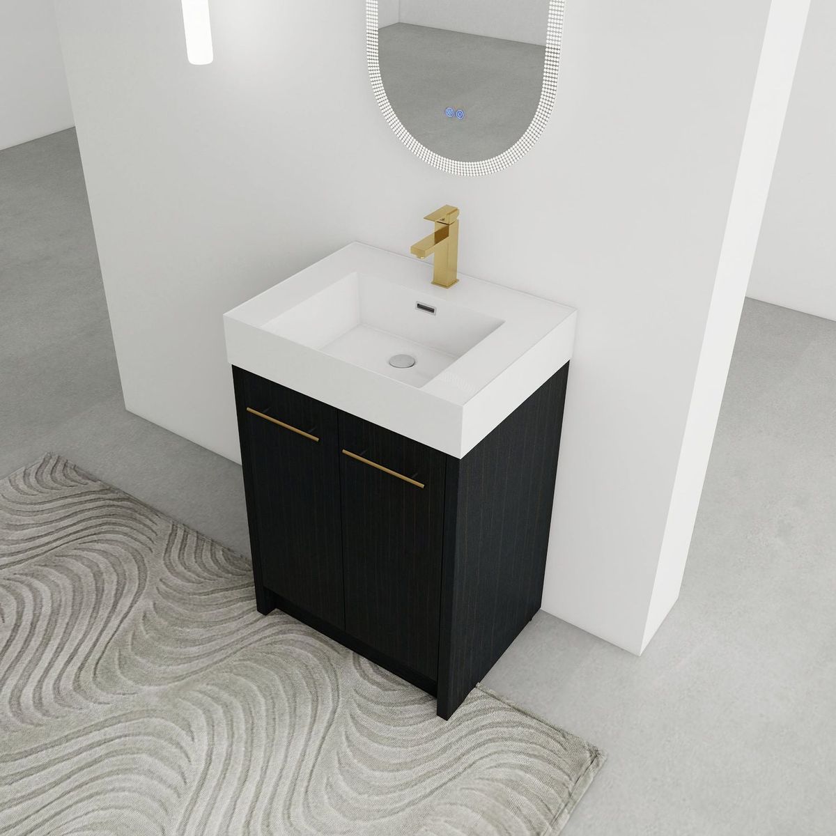 24 Inch Freestanding Bathroom Vanity with Resin Sink, With Soft Closing Door, KD-Package