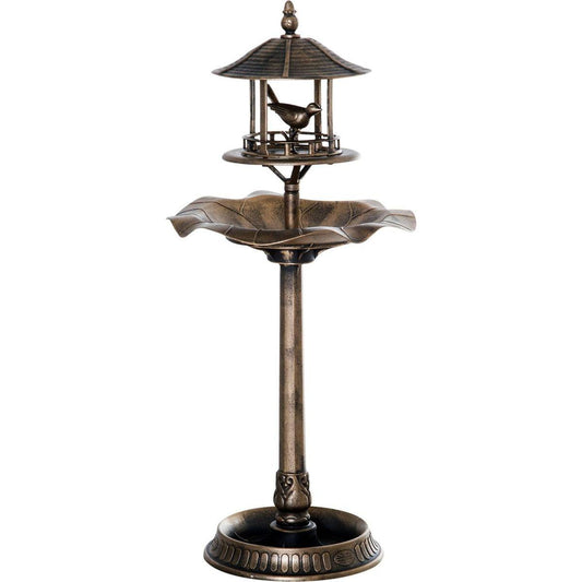3-in-1 Garden Bird Bath Bowl Pedastal with Bird Feeder, Large Water Basin, & Underneath Flower Planter