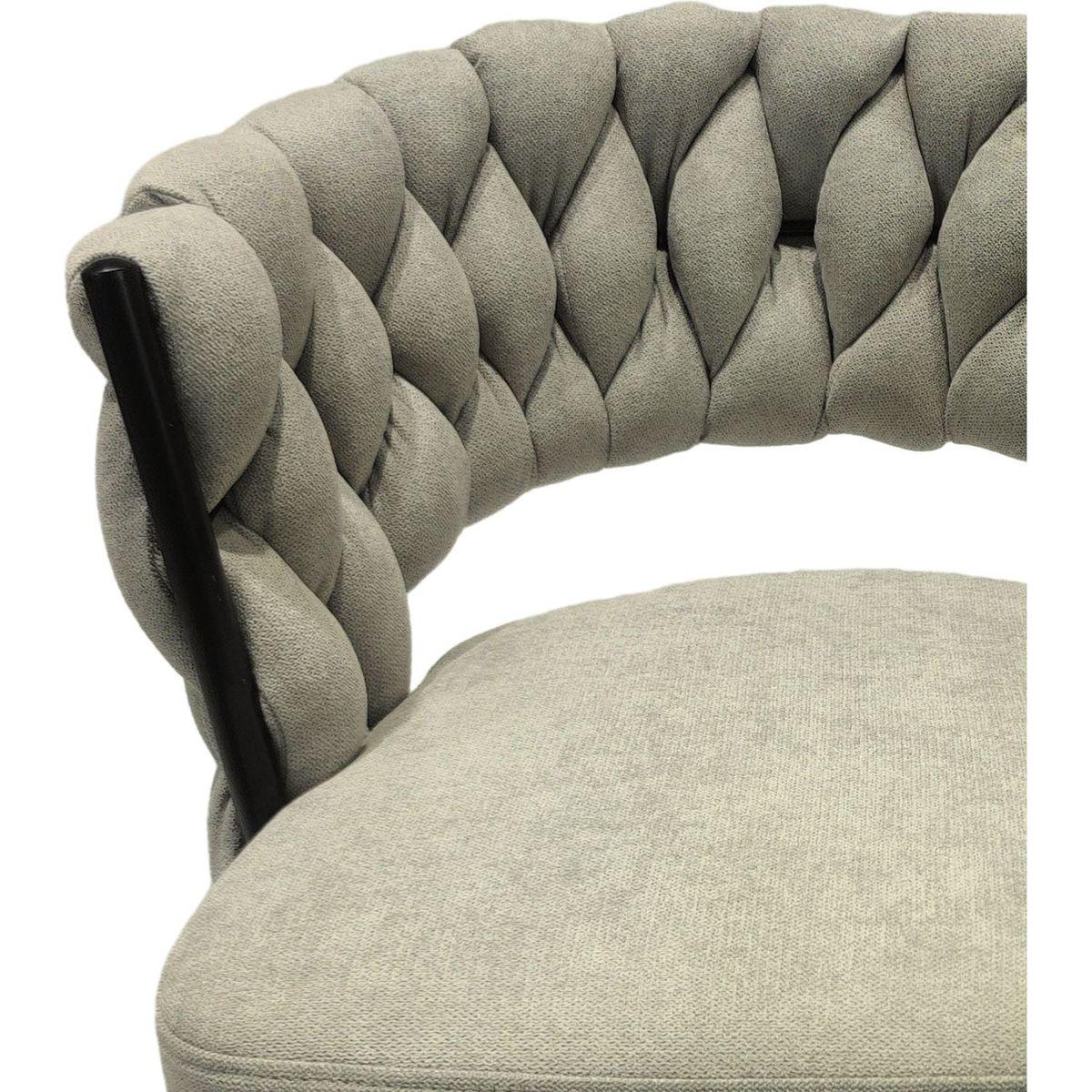 Bar Chair Linen Woven Bar Stool Set of 2,Black legs Barstools No Adjustable Kitchen Island Chairs,360 Swivel Bar Stools Upholstered Bar Chair Counter Stool Arm Chairs with Back Footrest, (Grey)