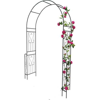 Metal Garden Arch W55" x H94.5" Garden Arbor Trellis Climbing Plants Support Rose Arch Outdoor Arch Black