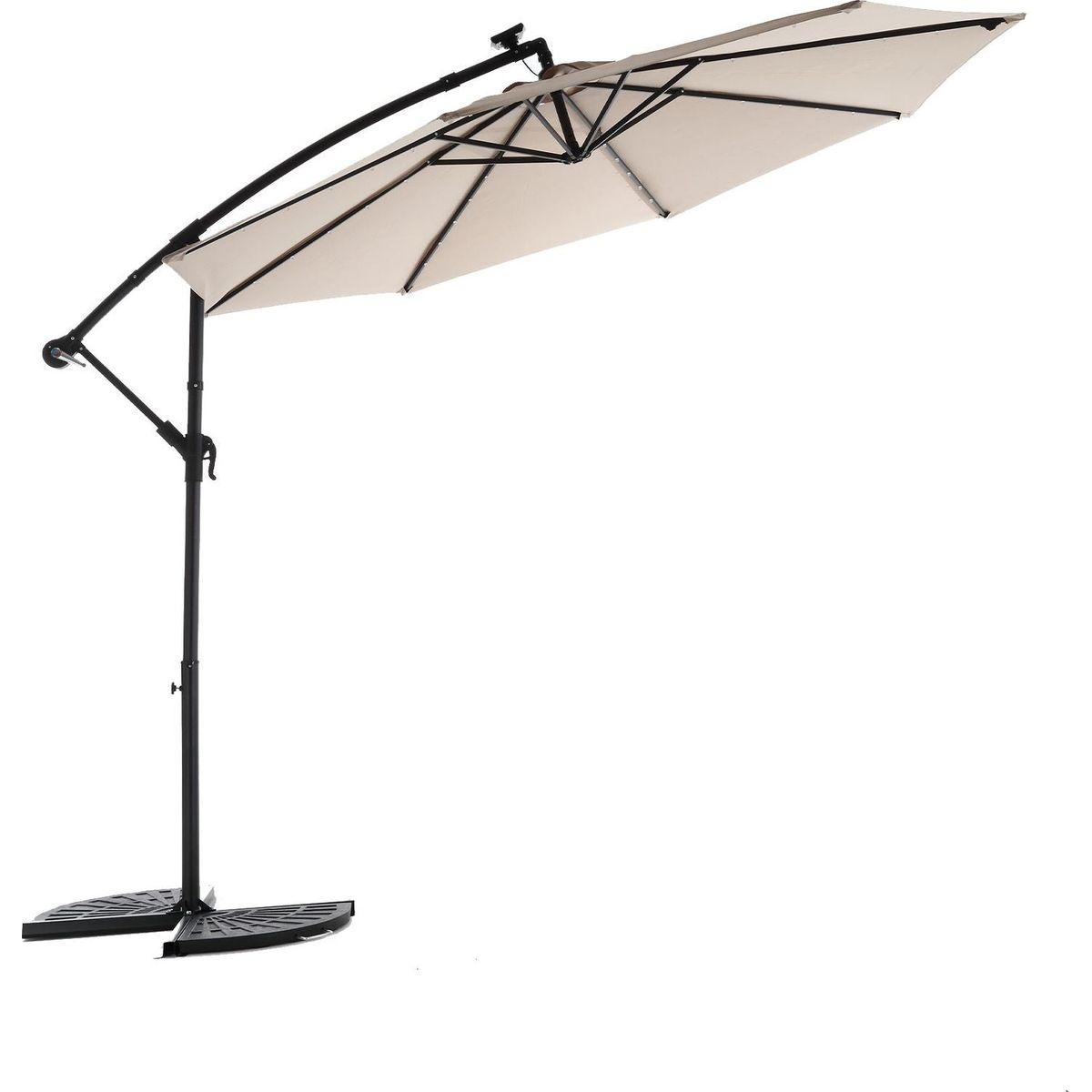 10ft Solar LED Offset Hanging Market Patio Umbrella (khaki)