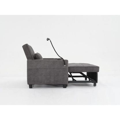 Futon Chair Bed Convertible Chair 3-in-1 Pull Out Sleeper Chair Beds with USB Ports,Wear-resistant and Anti-scratch, Armchair Bed Sleeper for Living Room (Dark Grey Tech cloth)