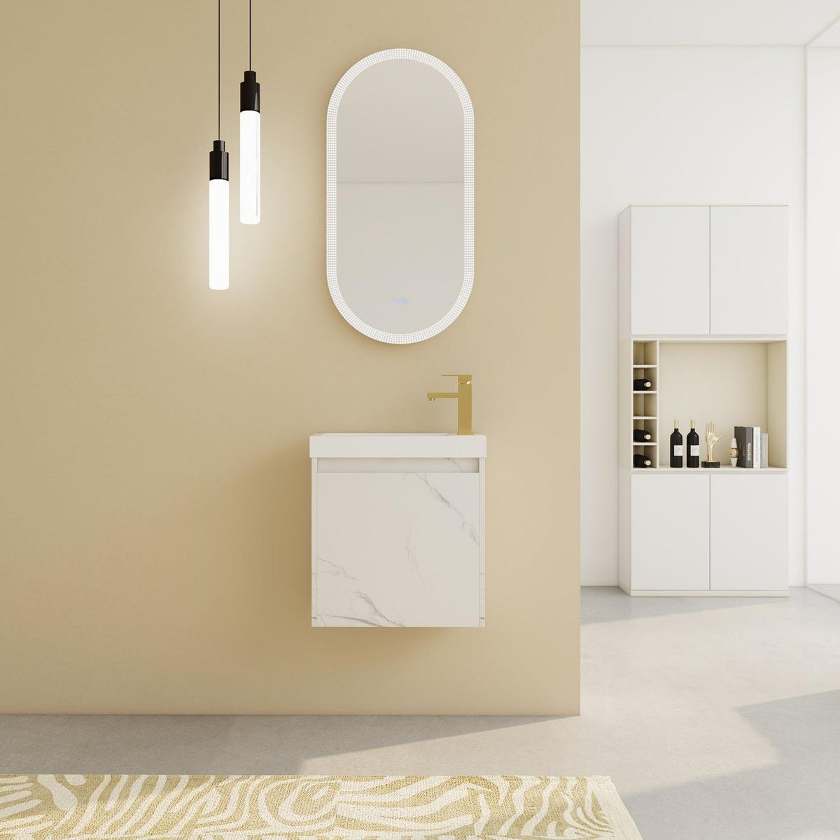 20" Floating Wall-Mounted Bathroom Vanity with Resin Sink & Soft-Close Cabinet Door