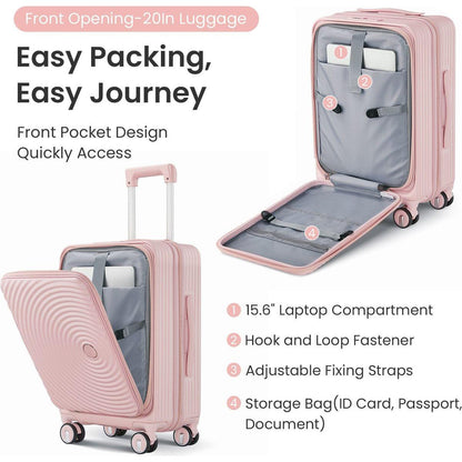 Luggage Sets 3 Piece(20/24/28), Expandable Carry On Luggage with TSA Lock Airline Approved, 100% PC Hard Shell and Lightweight Suitcase with Front Pocket and Spinner Wheels