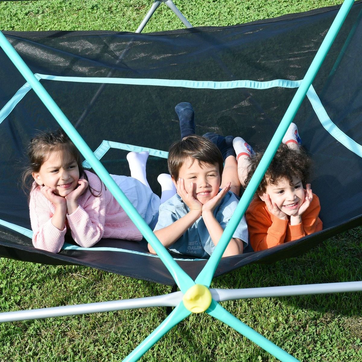 12ft Geometric Dome Climber Play Center, Kids Climbing Dome Tower with Hammock, Rust & UV Resistant Steel Supporting 1000 LBS