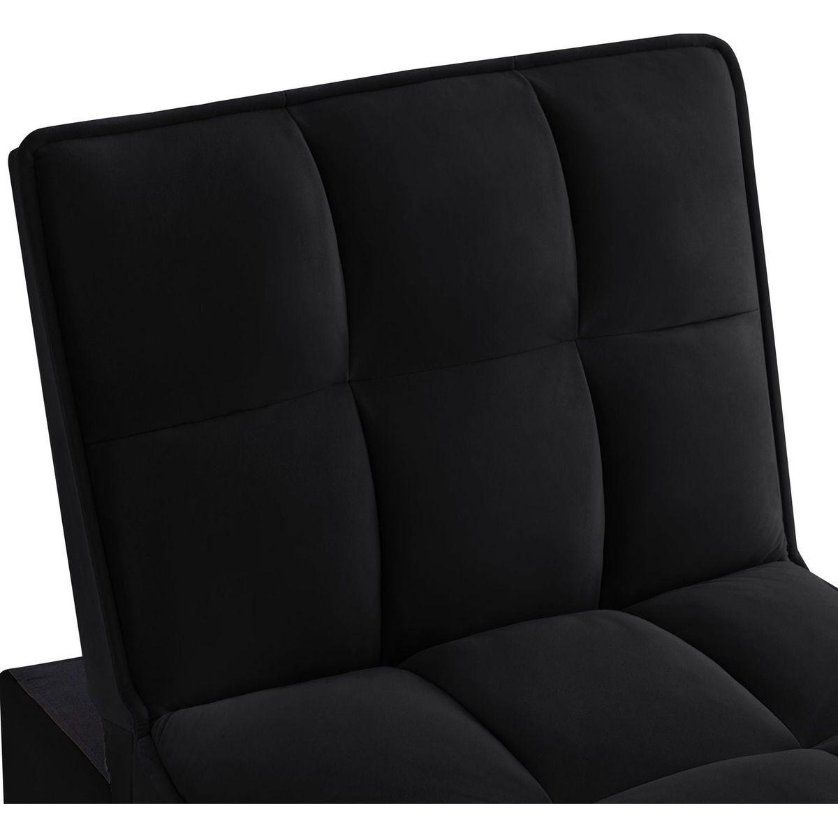 4 in1 Multi-Function Single Sofa Bed with Storage Pockets,Tufted Single Pull-out Sofa Bed with Adjustable Backrest and Pillows, Convertible Chaise Lounge,Black