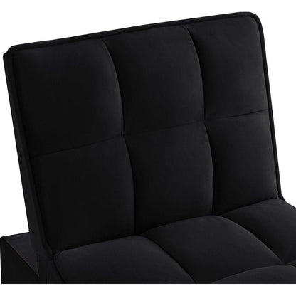 4 in1 Multi-Function Single Sofa Bed with Storage Pockets,Tufted Single Pull-out Sofa Bed with Adjustable Backrest and Pillows, Convertible Chaise Lounge,Black
