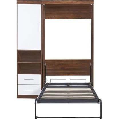 Twin Size Murphy Bed Wall Bed with Cabinet,White