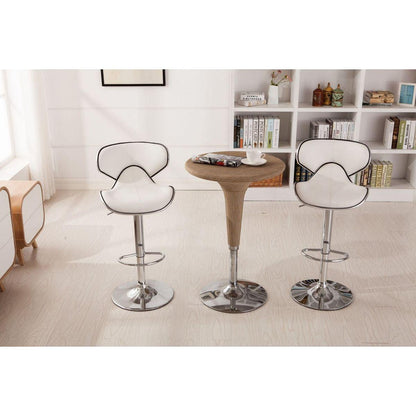 Masaccio Upholstery Airlift Adjustable Swivel Barstool with Chrome Base, Set of 2, White