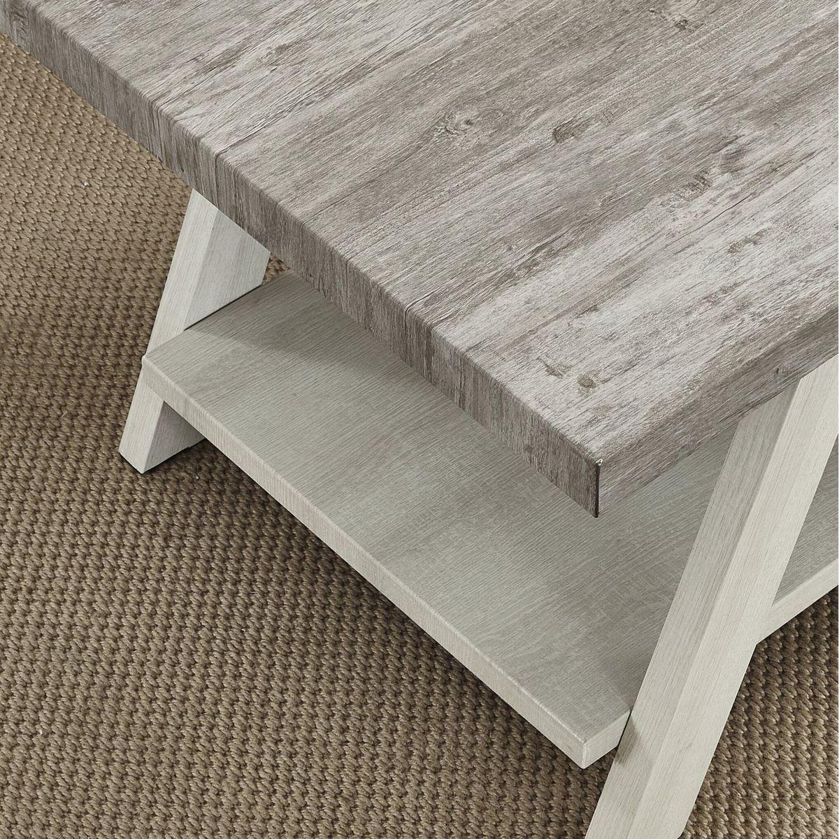 Athens Contemporary Two-Tone Wood Shelf Side Table in Weathered Gray and Beige