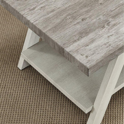 Athens Contemporary Two-Tone Wood Shelf Side Table in Weathered Gray and Beige