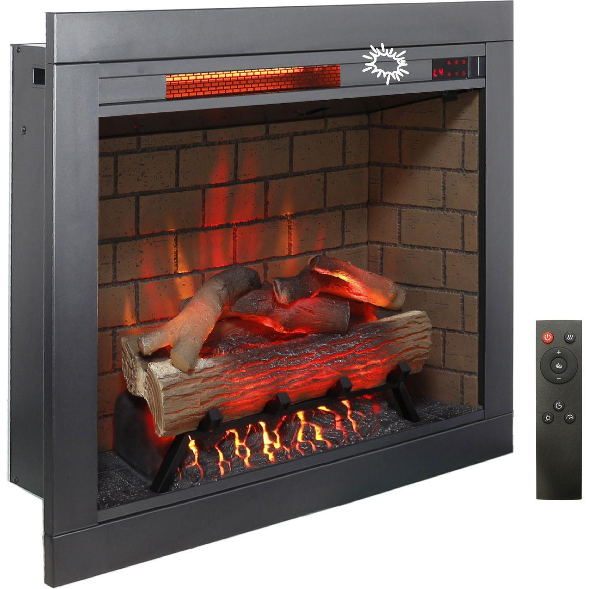 28 inch Infrared Electric Fireplace with Removable Trim kit Insert, Touch Panel Home Decor Heater, Smokeless Firebox With Fire Cracking Sound