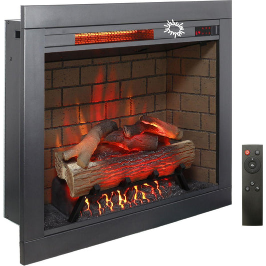 28 inch Infrared Electric Fireplace with Removable Trim kit Insert, Touch Panel Home Decor Heater, Smokeless Firebox With Fire Cracking Sound