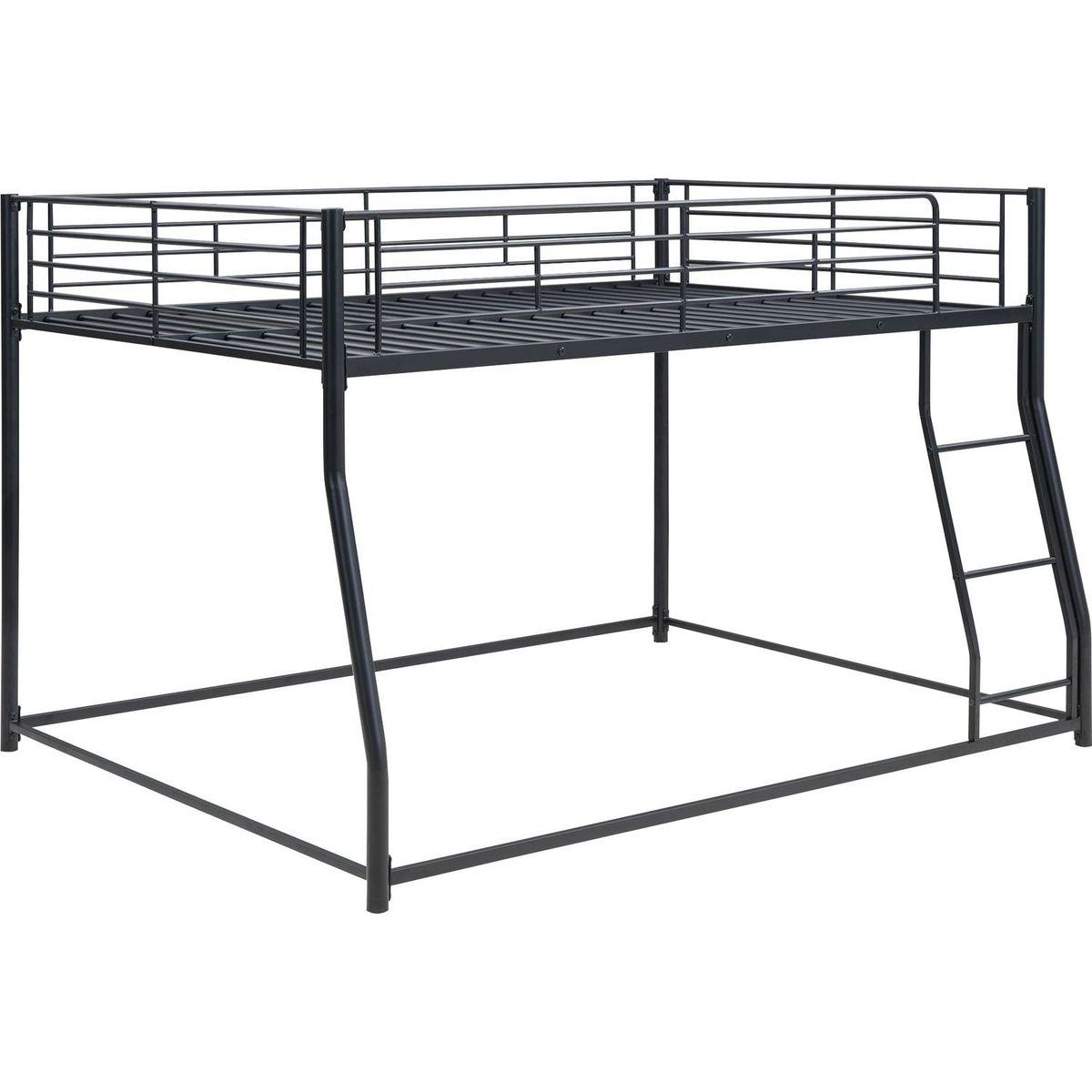 Metal Floor Bunk Bed, Full XL over Queen, Black