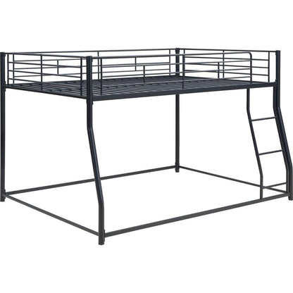 Metal Floor Bunk Bed, Full XL over Queen, Black