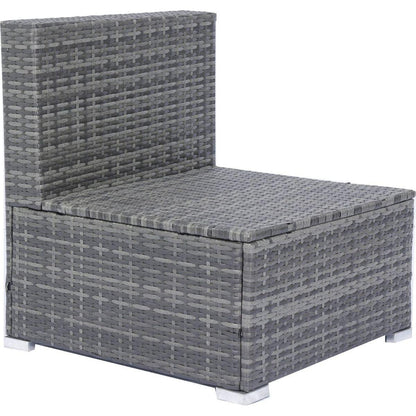 8 Piece Patio Sectional Wicker Rattan Outdoor Furniture Sofa Set with One Storage Box Under Seat and Cushion Box Grey wicker + Black Cushion + Clear Glass Top