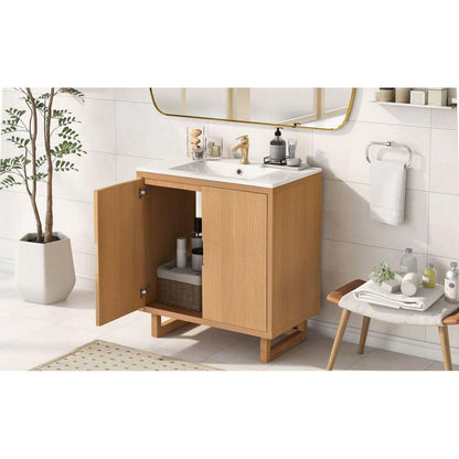 30" Bathroom vanity Set with Sink, Combo Cabinet, Bathroom Storage Cabinet, Solid Wood Frame