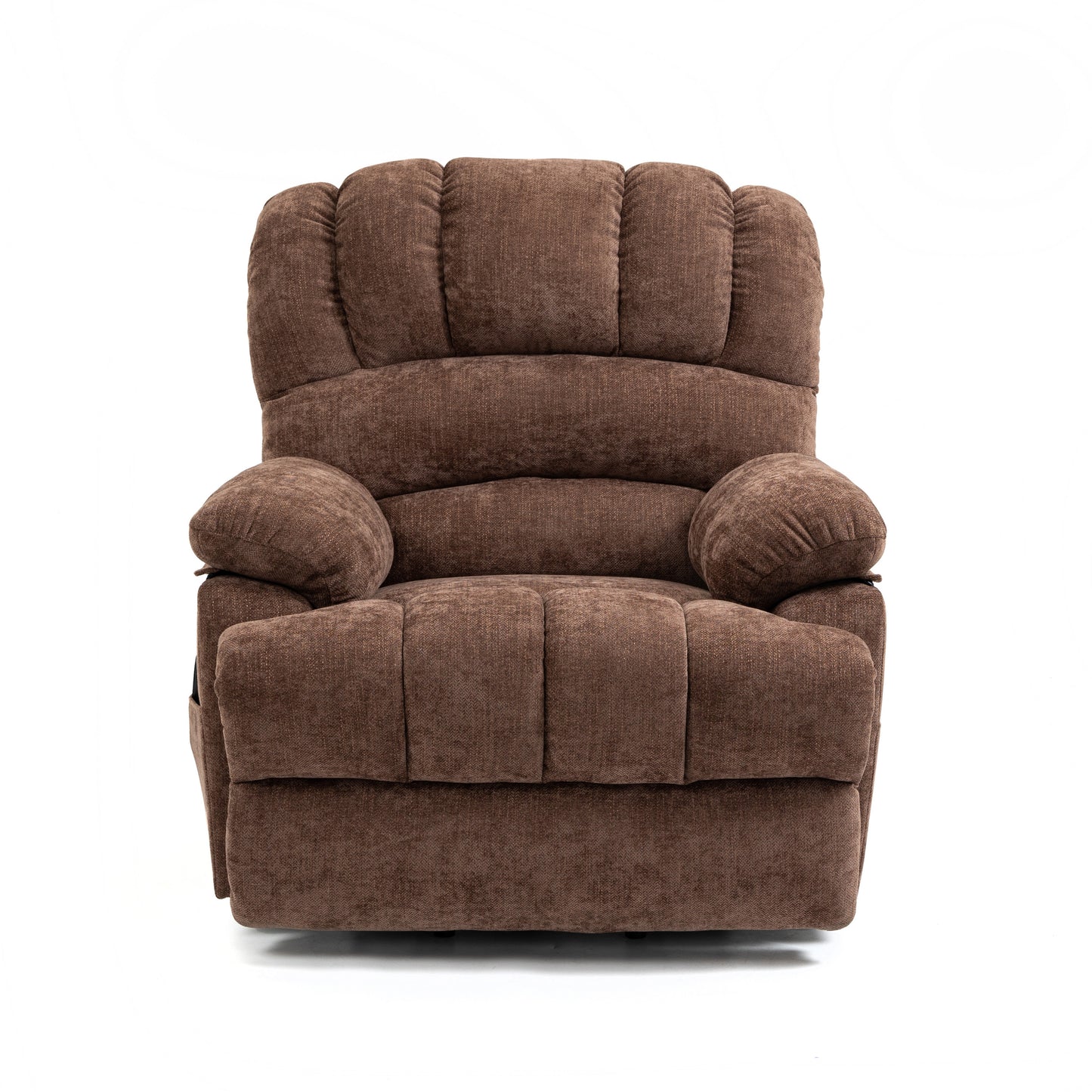 23" Seat Width and High Back Large Size Chenille Power Lift Recliner Chair with 8-Point Vibration Massage and Lumbar Heating, Brown