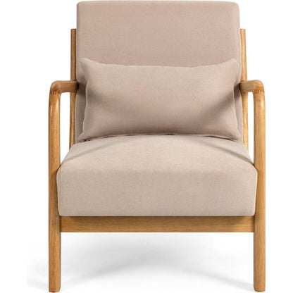 Leisure Chair with Solid Wood Armrest and Feet, Mid-Century Modern Accent Sofa,1 seat