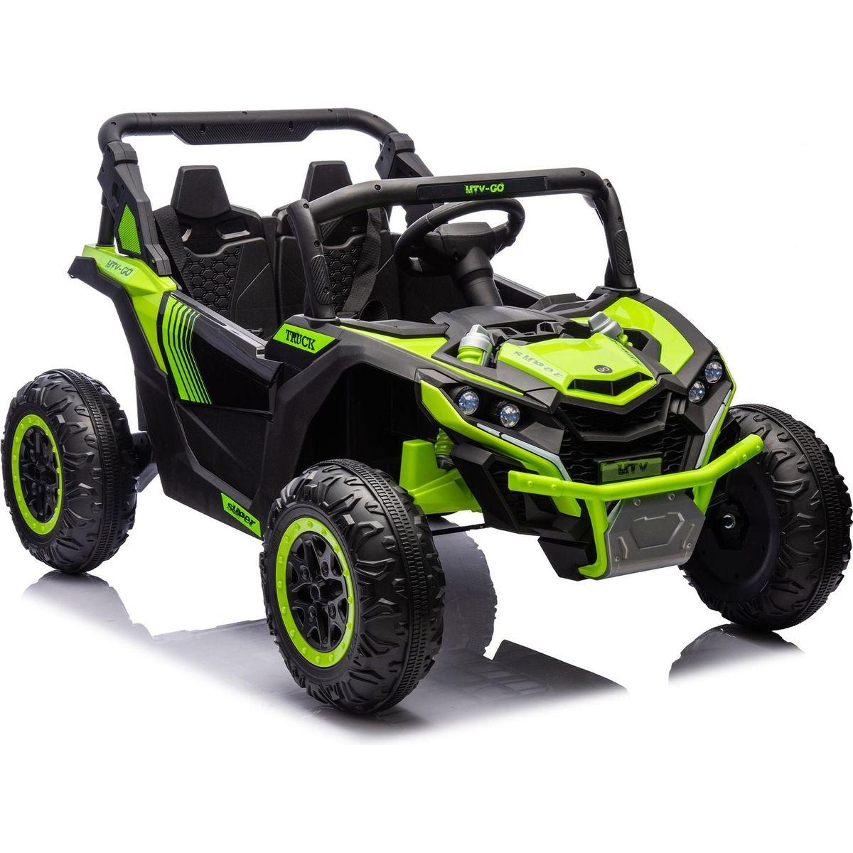 24V Two-Seater Kids Ride On UTV W/Parents Remote Control,Four-Wheel Suspension,Slow Start,Large wheel design,Anti-collision bar,Storage space,Music,USB,Bluetooth,Volume control,LED lights for Kids 3+.