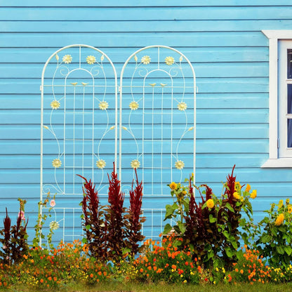 2 Pack Metal Garden Trellis 86.7" x 19.7" Rustproof Trellis for Climbing Plants Outdoor Flower Support White
