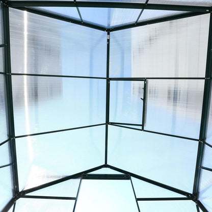 6.3'x6.2'x7' Polycarbonate Greenhouse, Heavy Duty Outdoor Aluminum Walk-in Green House Kit with Rain Gutter, Vent and Door for Backyard Garden, color green