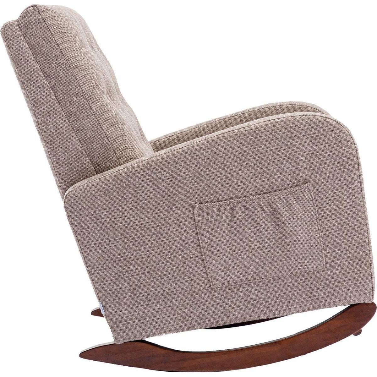 High Back Rocking Chair Nursery Chair .Comfortable Rocker Fabric Padded Seat .Modern High Back Armchair