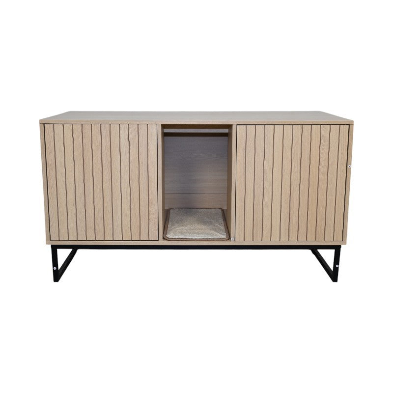 Modern Wooden Cat House with Scratching Mat - 47.64' x 21.46' x 25.98', 76.4 lbs