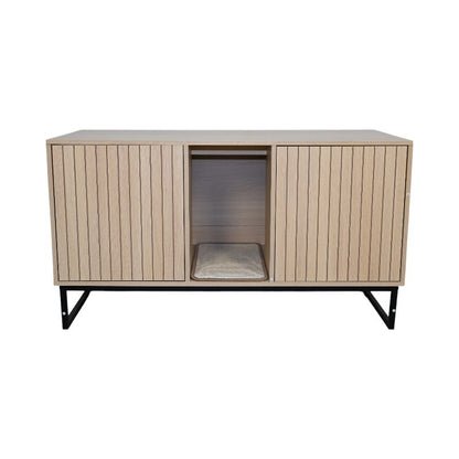 Modern Wooden Cat House with Scratching Mat - 47.64' x 21.46' x 25.98', 76.4 lbs