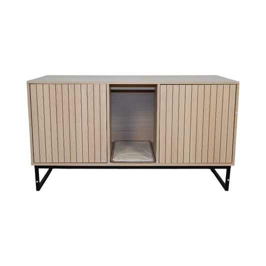 Modern Wooden Cat House with Scratching Mat - 47.64' x 21.46' x 25.98', 76.4 lbs