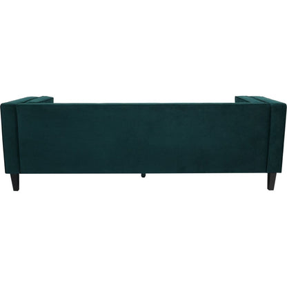 3-Seater Sofa, Upholstered Tufted Coach, Velvet Sofa, Green