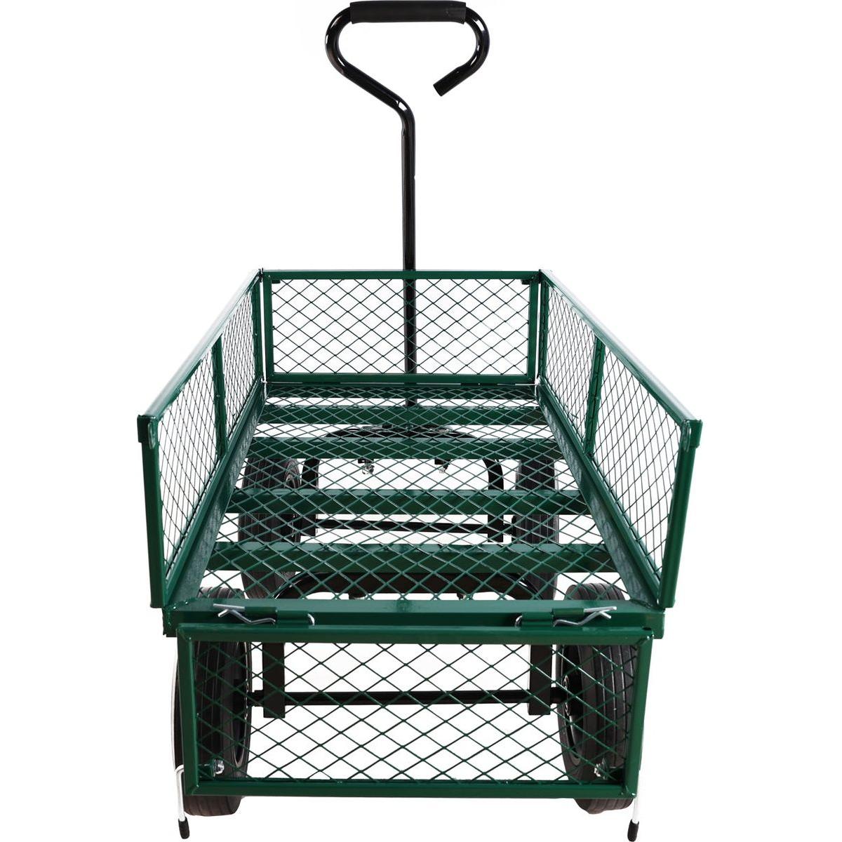 (Green solid wheels wagon cart) Solid wheels Tools cart Wagon Cart Garden cart trucks make it easier to transport firewood