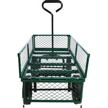 (Green solid wheels wagon cart) Solid wheels Tools cart Wagon Cart Garden cart trucks make it easier to transport firewood