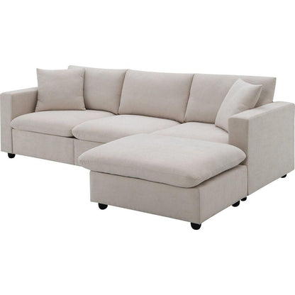 100.4x64.6" Modern Sectional Sofa,L-shaped Couch Set with 2 Free pillows,4-seat Polyester Fabric Couch Set with Convertible Ottoman for Living Room, Apartment, Office,4 Colors