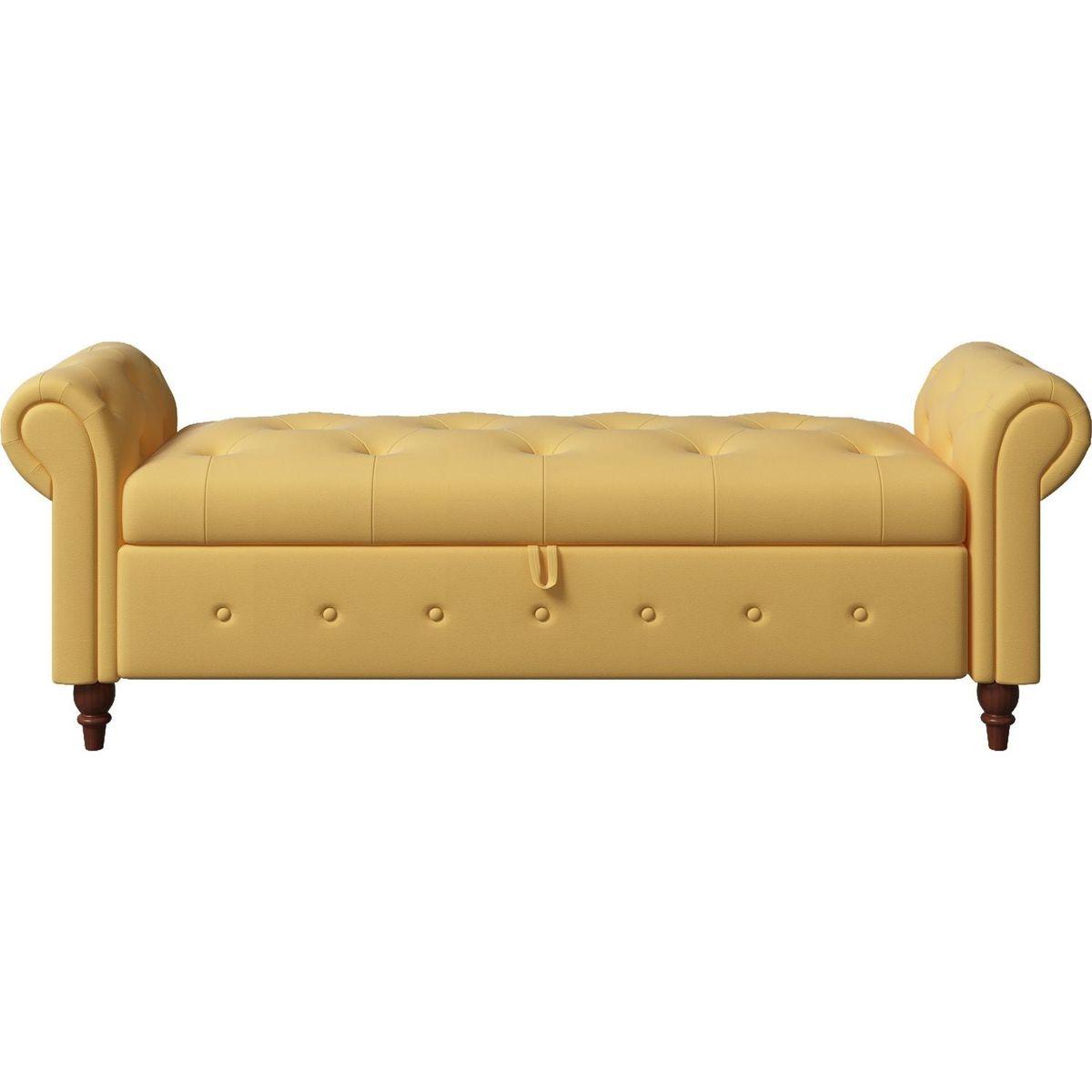 63" Bed Bench Yellow Fabric